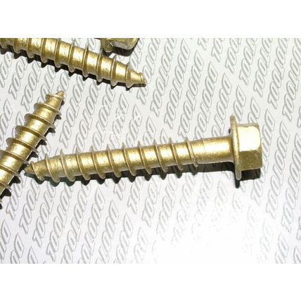 Coach screws 8.0 x 50mm Hex washer Golden Zinc class 3. 100 pieces