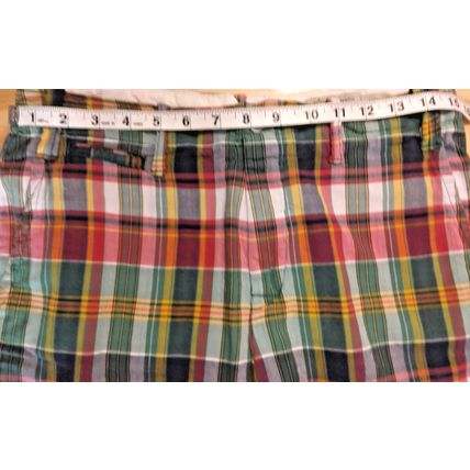 Polo Ralph Lauren Mens Size 29 Young Adult Shorts Green Red Plaid Chino Casual