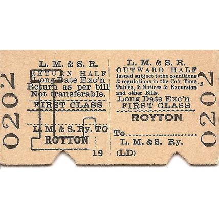 L.M.S.R. Edmondson Ticket - Royton to ...........