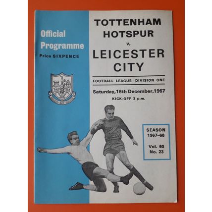 Tottenham Hotspur v Leicester City 1967 - 1968 football programme 16/12/1967