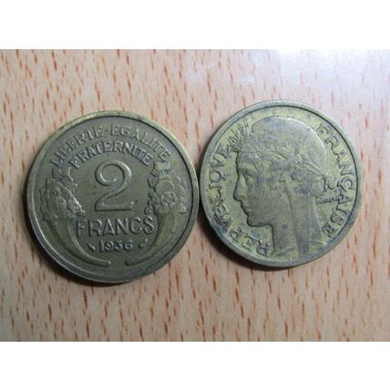 France Republic 1936 2 Francs Coin