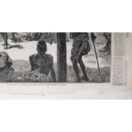 The Famine in Bengal - Bringing Relief to a Starving Village / Waiting- HW 1874