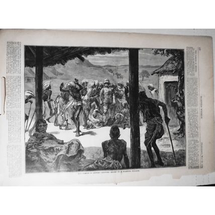 The Famine in Bengal - Bringing Relief to a Starving Village / Waiting- HW 1874