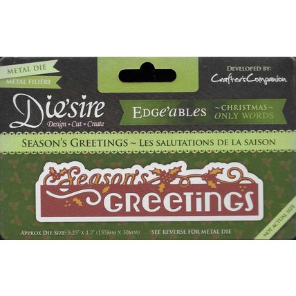 Crafter's Companion. Die'Sire. Season's Greetings Edging Die. Die Cutting