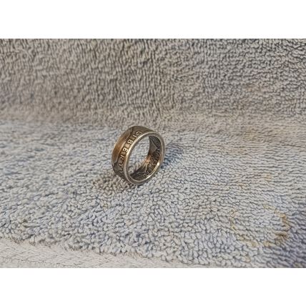 Handcrafted 1954 Franklin 90% silver half dollar coin ring size 9-1/2