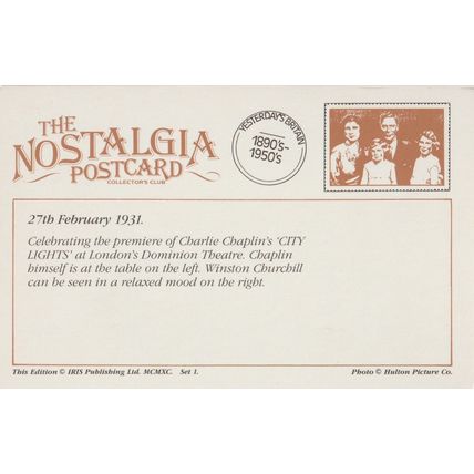 Postcard Actor Charlie Chaplin Winston Churchill 1931 - Nostalgia