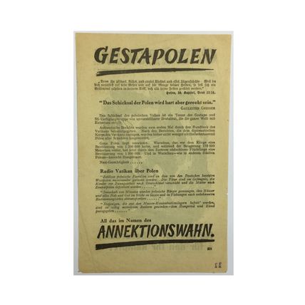 Original WW2 British Air Drop Propaganda Leaflet. - Code EH.331. - 1940.