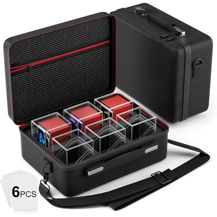 Card Deck Box with Portable Case, 6 Pack Clear Commander Deck Box with 6 Divider