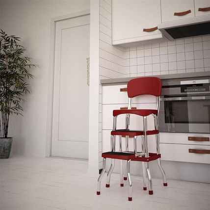 COSCO Stylaire Retro Chair + 2-Step Step Stool with Pull-Out Steps, 7 Ft. 11In M