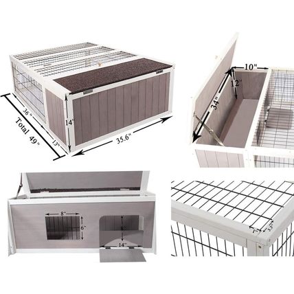 Tortoise House Habitat Wooden, Chicken Coop with Run Rabbit Hutch Small Animal H