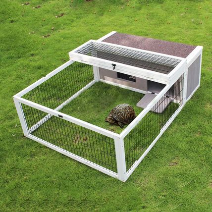 Tortoise House Habitat Wooden, Chicken Coop with Run Rabbit Hutch Small Animal H