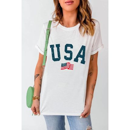 White USA Flag Graphic Oversized Tee