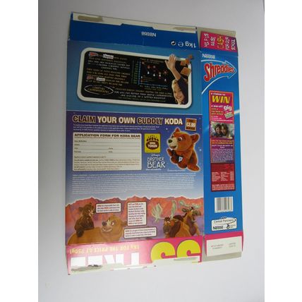 Nestle Shreddies 2003 Cereal Box Disney Brother Bear Cuddly Koda Offer