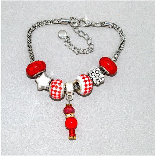 Pretty European Beads Charm Bracelet Silver Tone Bangle Jewellery 1869