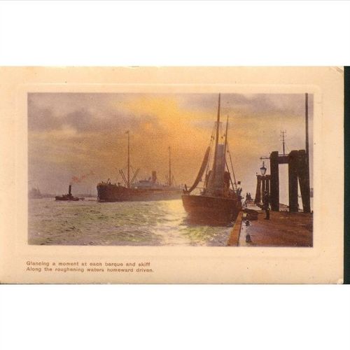 Wildt & Kray Vintage British Postcard - Barque & Skiff on The Thames, London