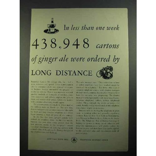 1931 Bell Telephone Ad - Cartons of Ginger Ale