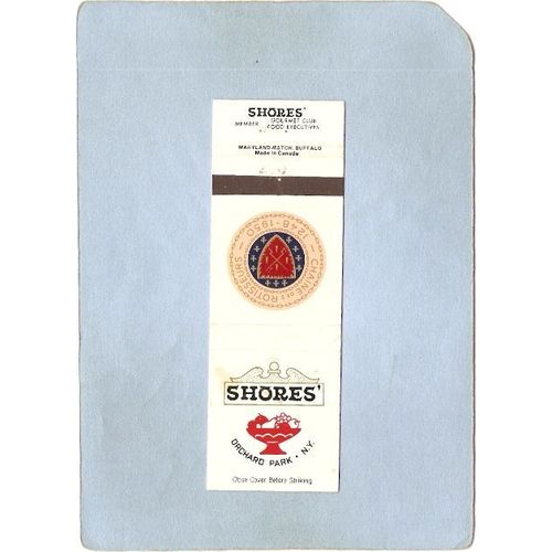 New York Orchard Park Matchcover Shores'Restaurant w/Info Listed Inside ny~2417