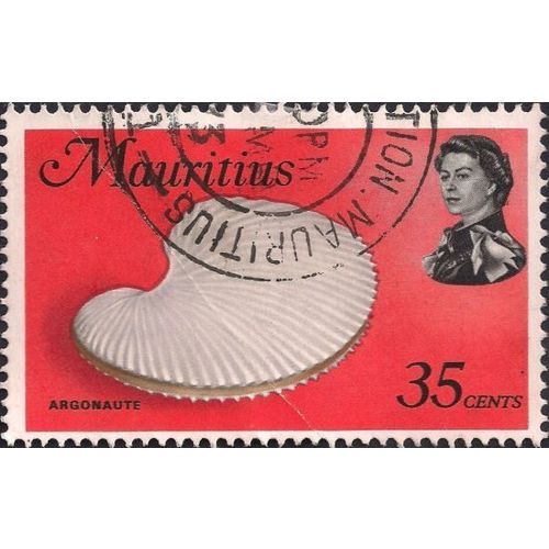 MAURITIUS, MOLLUSC, Argonauta argo, red 1969, 35c