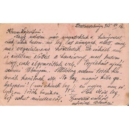 Fieldpost: Postcard: Besztercebanya (Banska Bystrica) (17th December 1915).