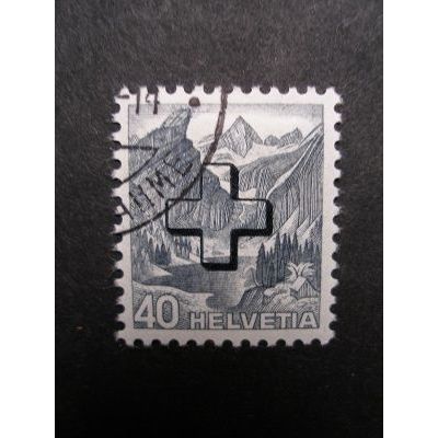 Switzerland 1938 - Seealpsee Lake & Säntis Mountain (cross overprint) - CTO