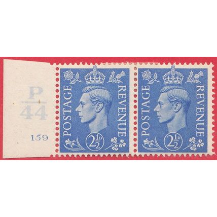 GB KGVI 1941 2.5d LIGHT ULTRAMARNE SG489 MOUNTED MINT PAIR CONTROL P44 159