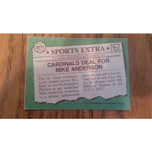 1976 Topps Traded Card # 527T Mike Anderson Very Good (3) St Louis Cardinals