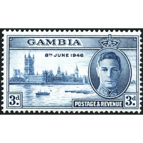 Gambia KGVI 1946 Victory Peace 3d Blue Unmounted Mint NHM SG 163 Sc 145 stamp