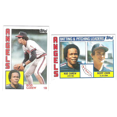 Two 1984 Topps Rod Carew baseball cards 276 600- HOF - NM – Angels