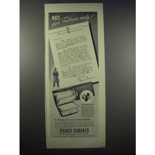 1942 Prince Gardner Registrar Billfold Ad - For Fathers