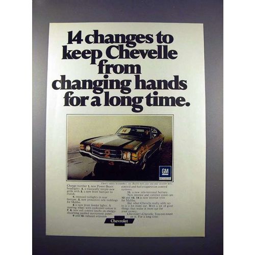 1971 Chevrolet Chevelle Car Ad - 14 Changes!