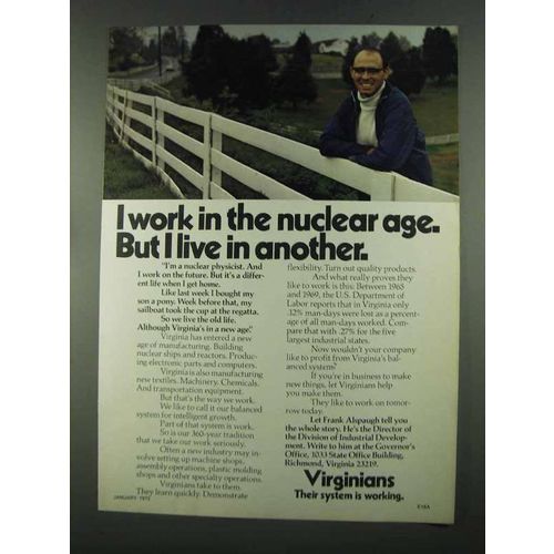 1972 Virginia Industrial Development Ad - Nuclear Age