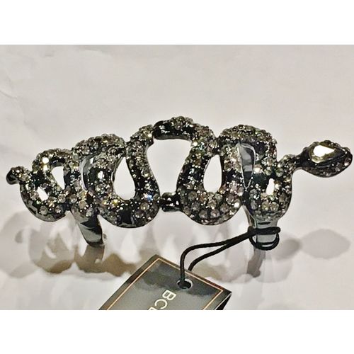 BCBG MAXAZRIA Knuckle Jointed Double Ring Women's Ring Size 7 HEMATITE