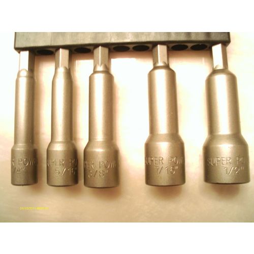 5 piece Magnetic 3" Nut Driver Set 1/4 5/16 7/16 3/8 1/2 Pro Quality Setter New