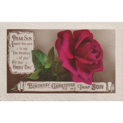 GB 1934 Birthday Greetings to My Dear Son with embossed edges by Art Photo