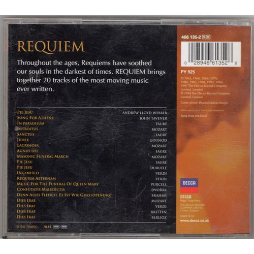 1999 Decca CD Requiem Spiritual Music to Uplift Your Soul