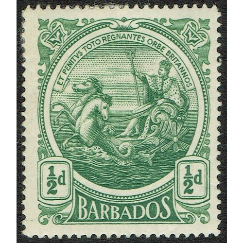 Barbados 1916 ½d Green SG182 MM