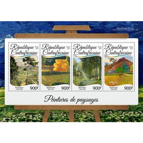 CENTRAL AFRICA 2017 SHEET MNH LANDSCAPES ART PAINTINGS PEINTURES DE PAYSAGES