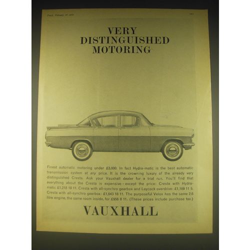 1962 Vauxhall Cresta Car Ad - Very distinguished motoring