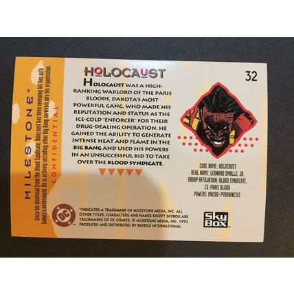Milestone: The Dakota Universe trading card #32 (Holocaust)