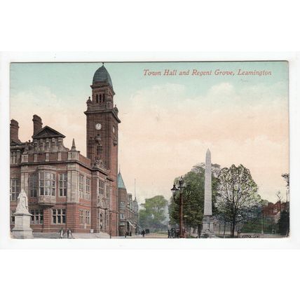 Town Hall and Regent Grove Leamington Spa Postcard Warwickshire