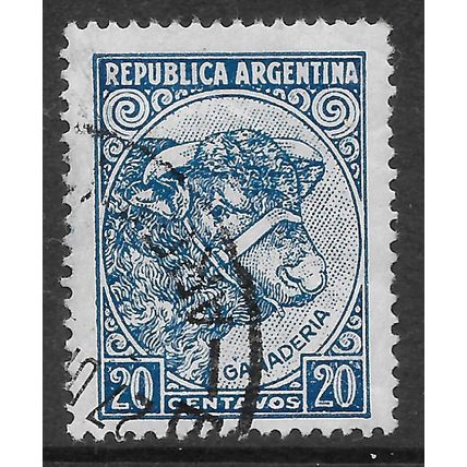 ARGENTINA REP 1936 20c BLUE PRIZE BULL SG 677A FINE USED#