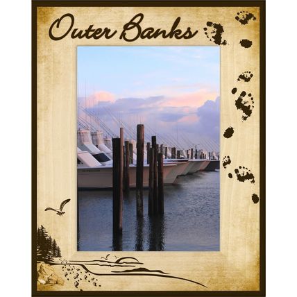 Outer Banks North Carolina Laser Engraved Wood Picture Frame Portrait (5 x 7)