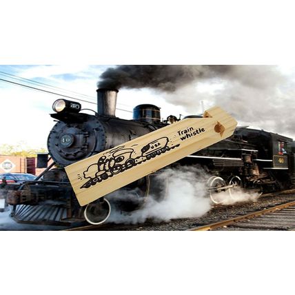 Small Wooden Train Whistle Realistic Sound - Stocking Stuffers or Party Gifts