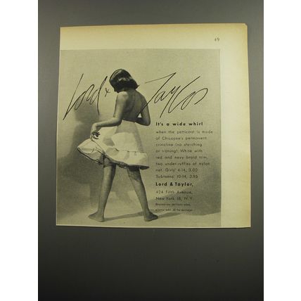 1955 Lord & Taylor Petticoat Ad - It's a wide whirl