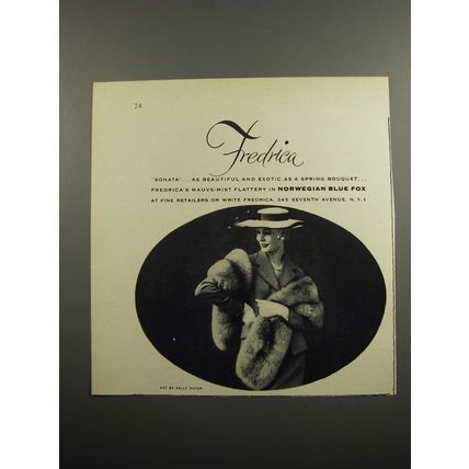 1955 Fredrica Sonata Fur Advertisement - beautiful and exotic as spring bouquet