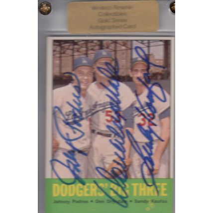 JOHNNY PODRES, DON DRYSDALE & SANDY KOUFAX 1963 AUTOGRAPHED DODGERS BIG THREE
