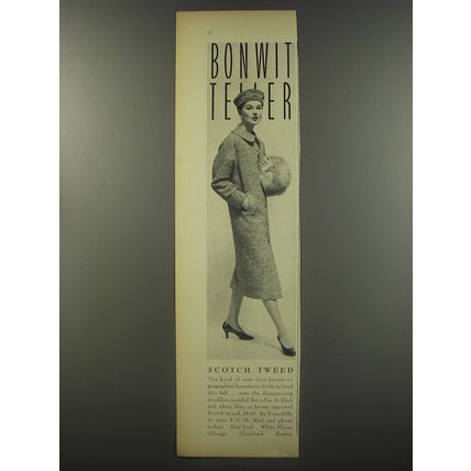 1956 Bonwit Teller Towncliffe Coat Advertisement - Scotch Tweed