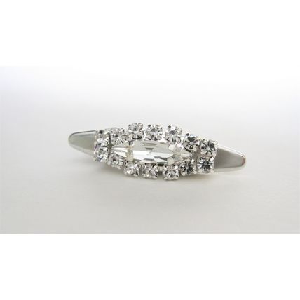 Small oval crystal sparkle alligator hair clip for fine thin hair