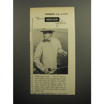 1957 Reeves Fabric Advertisement - jacket by Zero King - This is a Reeves Fabric