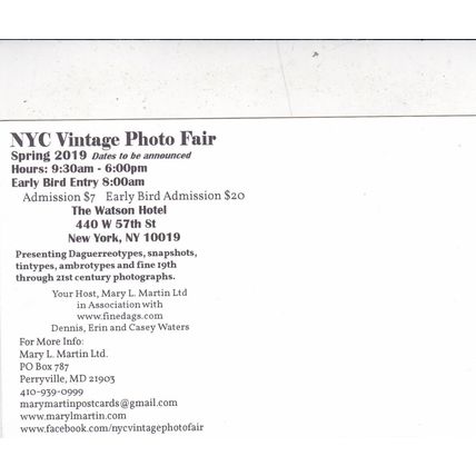 New York City Vintage Photo Fair 2019 Postcard unused VGC